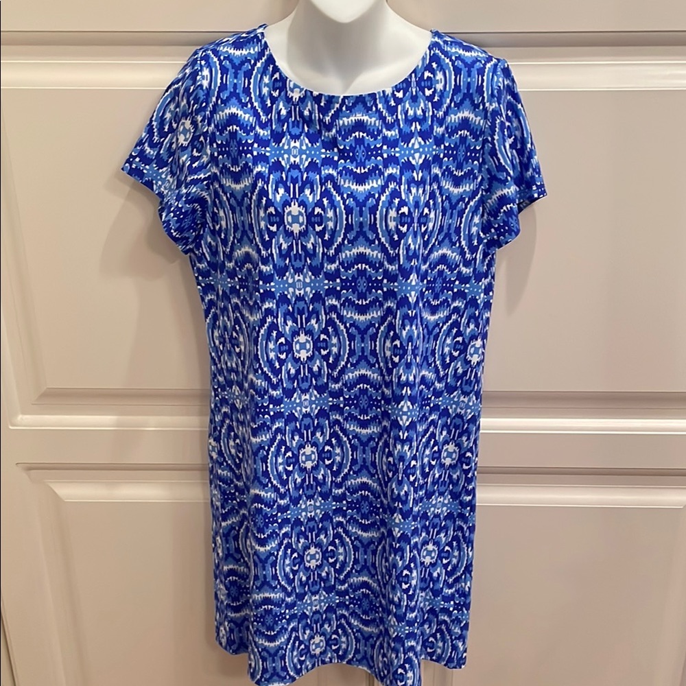 Jude Connally NEW Ella dress in spring vibes cobalt print sz L